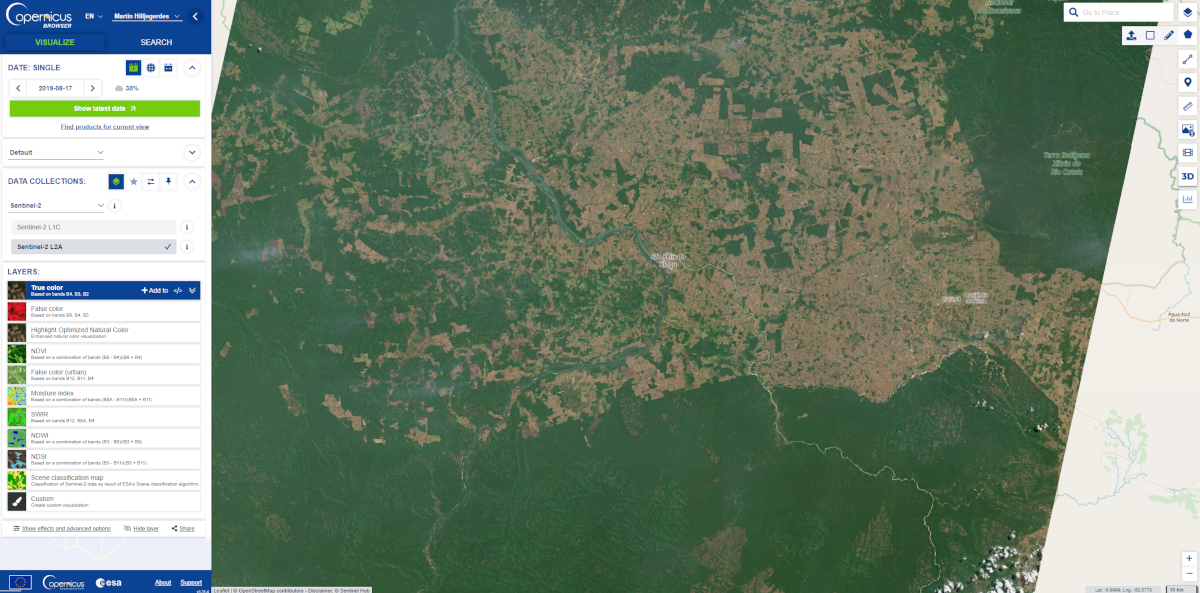 Copernicus Data Space Ecosystem Search Panel