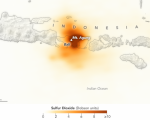 Tracking the Sulfur Dioxide from Mount Agung. Image: NASA.