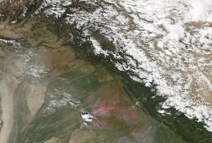 Fires in northwestern India in 2005 seen from Space.