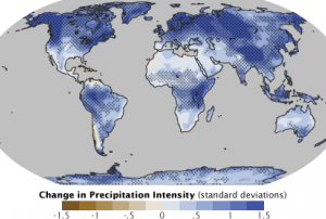 Estimation map of climate change induced increase in precipitation