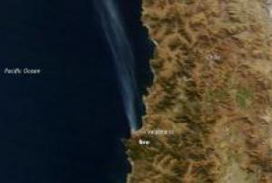 Satellite picture of fire in Valparaiso (Image: NASA)