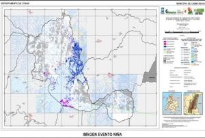 Contraction and expansion of water bodies during La Niña event in Colombia