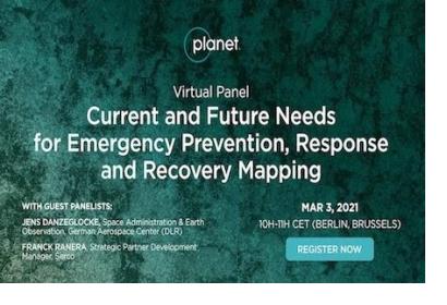 Banner for the Planet Labs/Copernicus EMS Virtual Panel. Image: Planet Labs/Copernicus EMS.