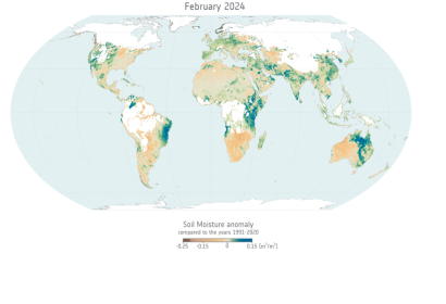 Soil Moisture Anomalies, (c) ESA